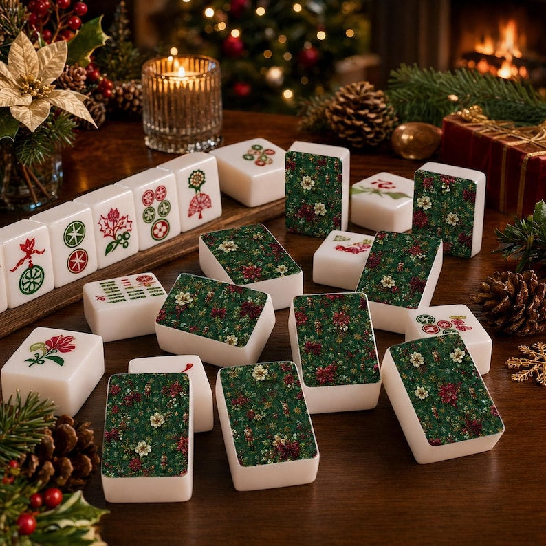 Nutcracker Christmas Mahjong Tile Set, 166-Piece American Mahjong Tiles, Festive Holiday Mahjong Gift