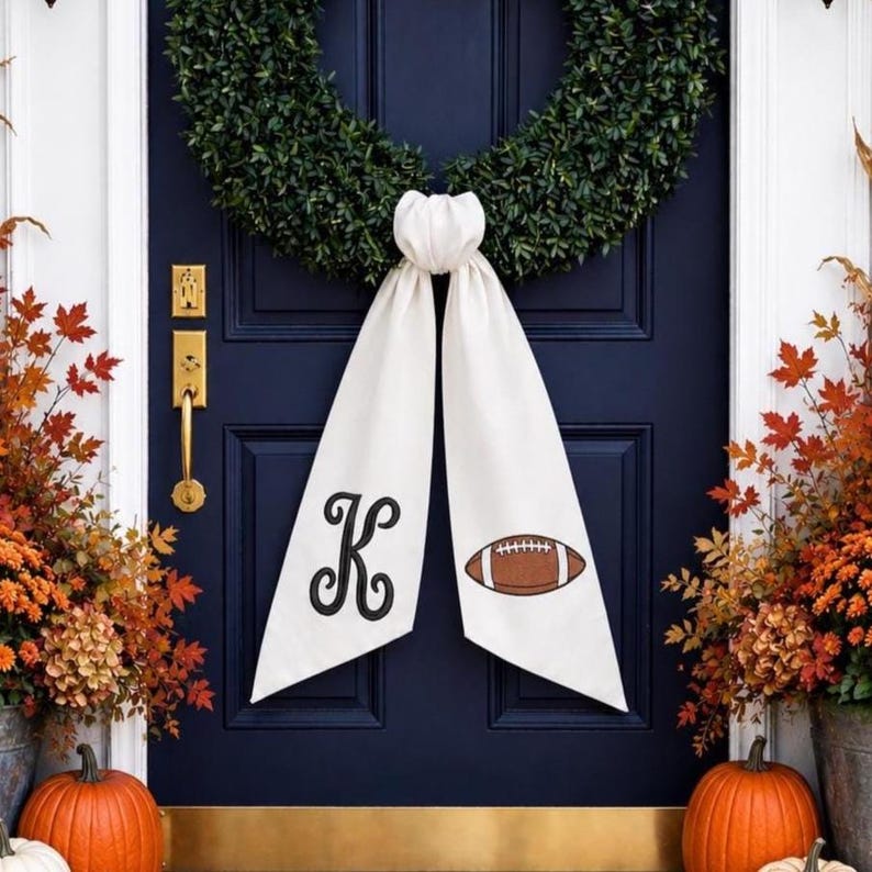 Football Wreath Sash, Custom Team Embroidered Wreath Sash