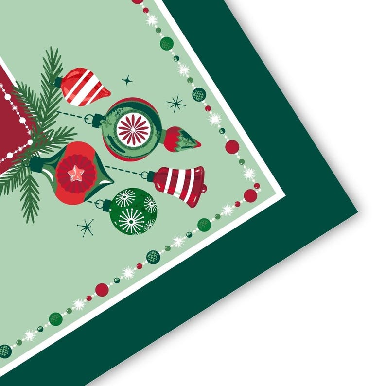 Classic Very Merry Mahj Mahjong Mat, Green Christmas Mahjong Decor, Retro Holiday Game Night, Festive Mahj Collection