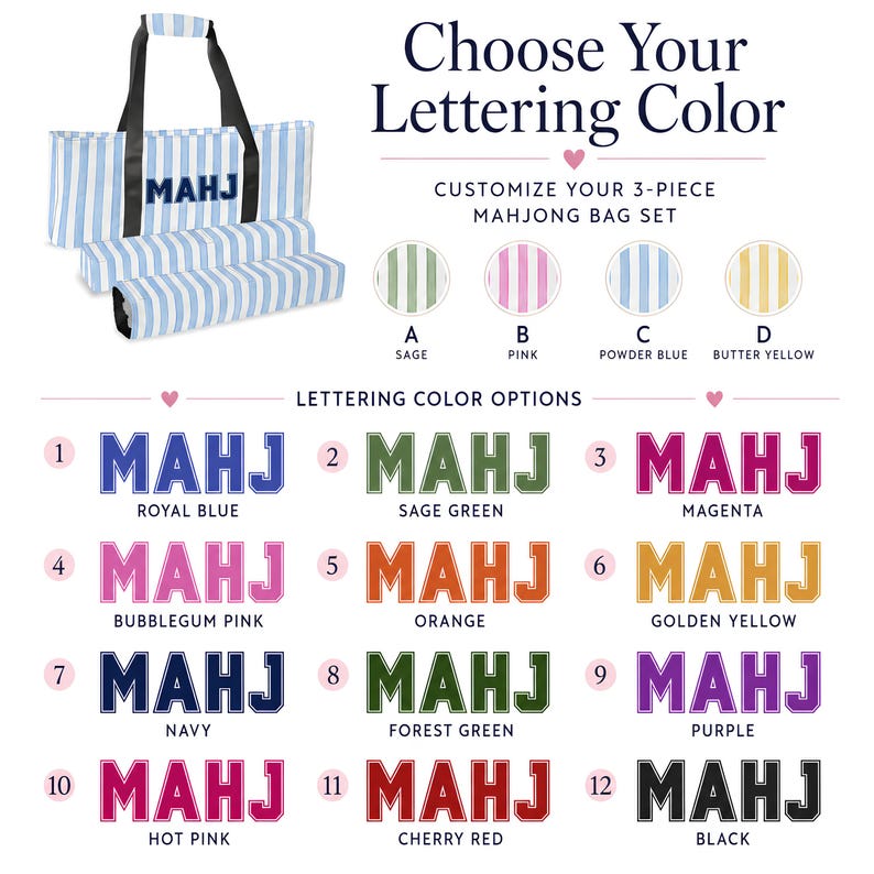 Mahjong Bag Set Personalized, Custom Mahj Storage Tote, Mahjong Tile Bag, Rack Pusher Case