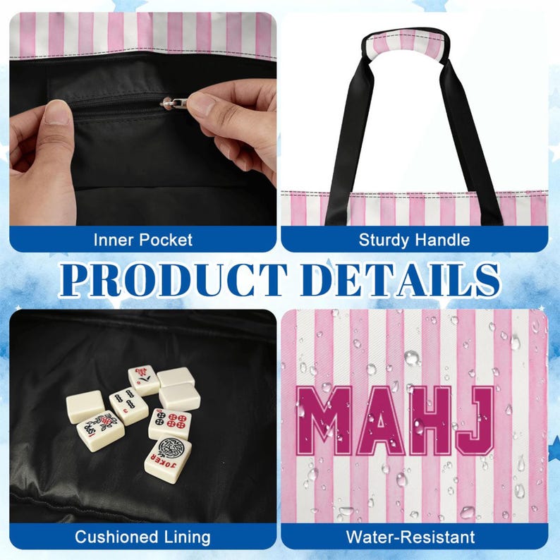 Mahjong Bag Set Personalized, Custom Mahj Storage Tote, Mahjong Tile Bag, Rack Pusher Case