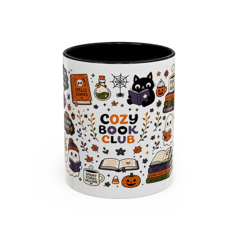 Cozy Book Club Halloween Mug, Bookish Halloween Coffee Cup, Reader Gift Mug, Just One More Chapter Mug