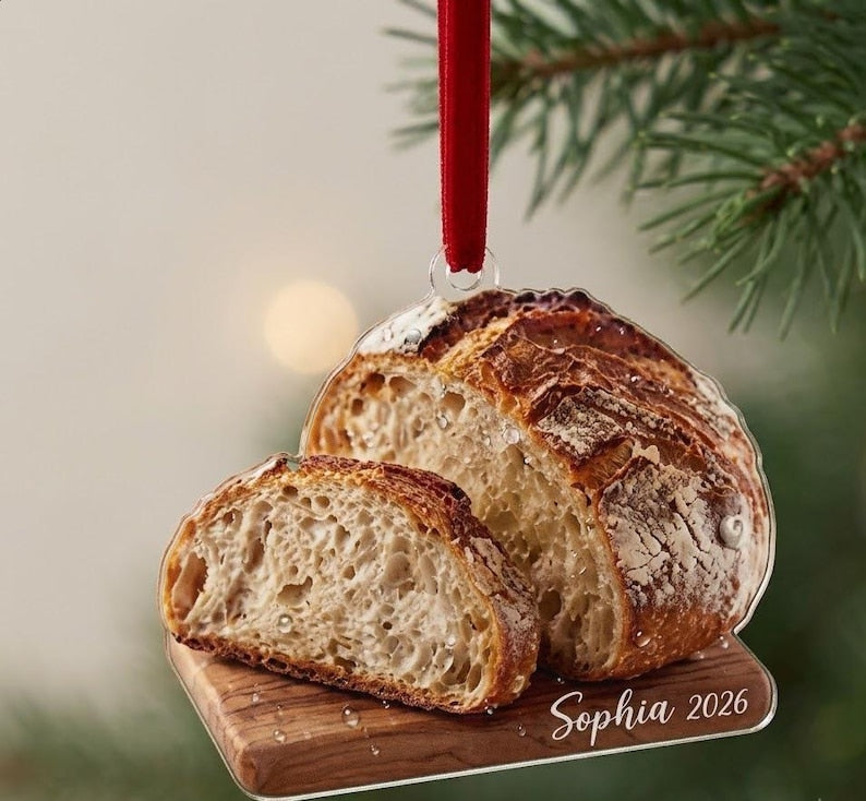 Personalized Sourdough Bread Acrylic Ornament, Artisan Baker Christmas Tree Decor