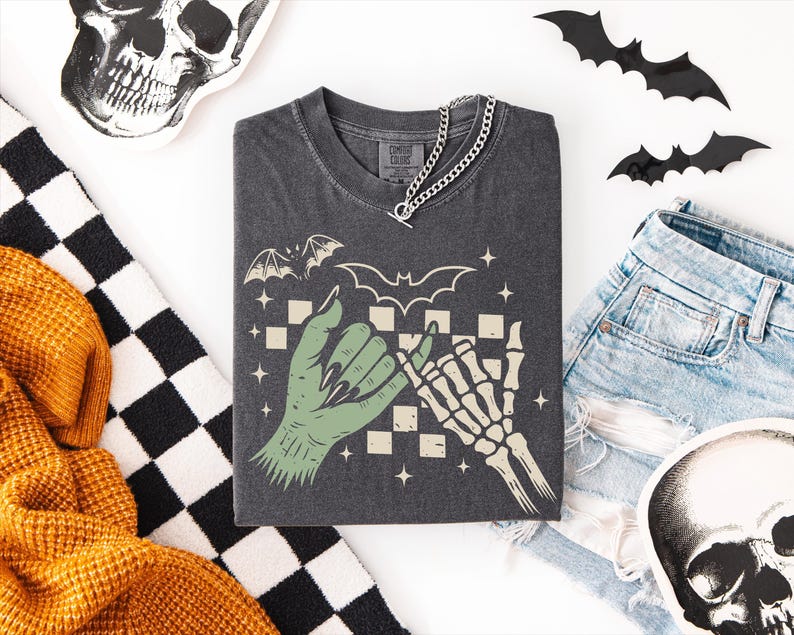 Pinky Promise Halloween Comfort Colors® Tshirt, Witch Monster Tee, Skeleton Sweatshirt