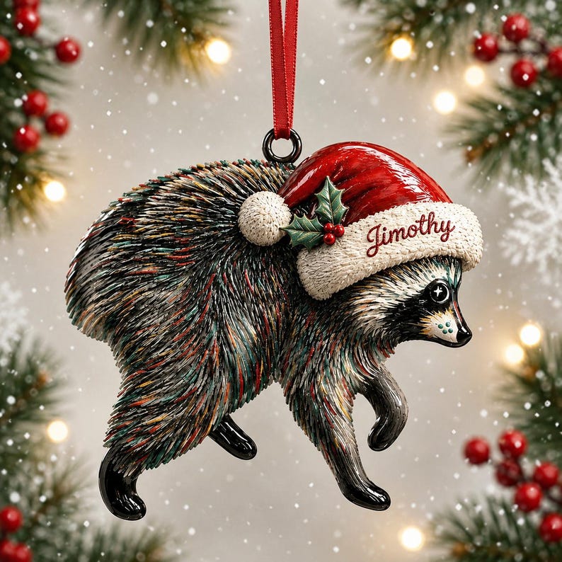 Jimothy 3D Relief Christmas Ornament, Viral Seattle Raccoon Christmas Decor, Funny Raccoon Ornament, Secret Santa Gift