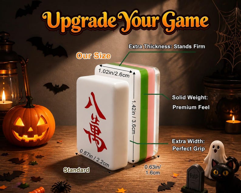 Cute Kawaii Mahjong Tiles, Acrylic Mahjong Set, Halloween Board Game, Occult Theme Witchy Game Night