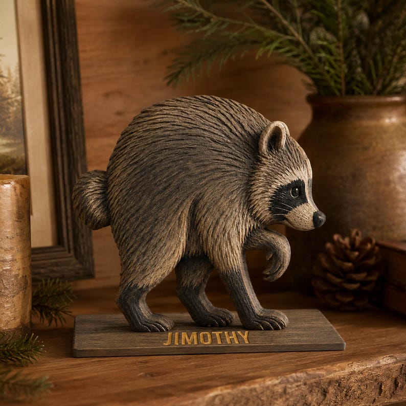 Personalized Jimothy Raccoon Wooden Sign, Seattle Short Spine Raccoon Decor, Viral Raccoon Meme Gift
