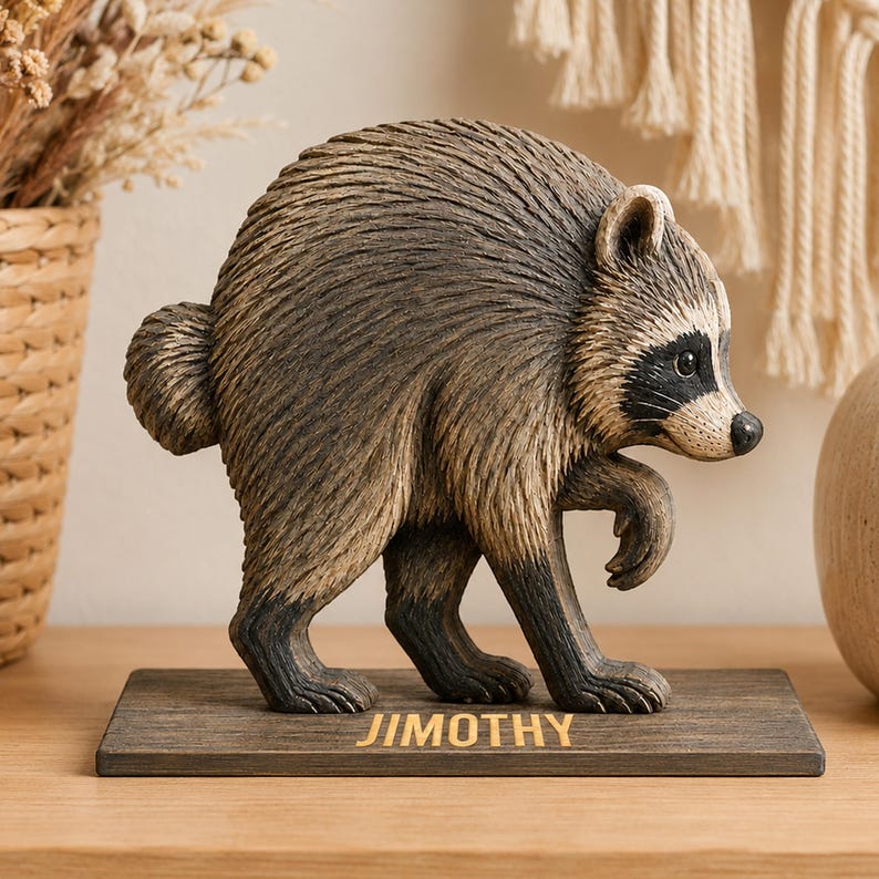 Personalized Jimothy Raccoon Wooden Sign, Seattle Short Spine Raccoon Decor, Viral Raccoon Meme Gift