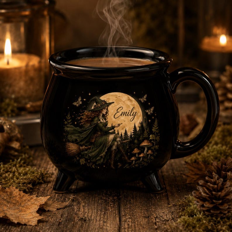 Personalized Witch Cauldron Mug, Custom Witch Coffee Mug, Halloween Witch Gift, Witch Lover Gift, Cauldron Mug
