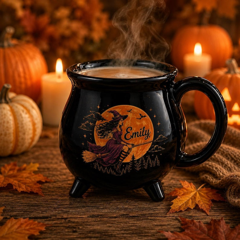 Personalized Witch Cauldron Mug, Custom Witch Coffee Mug, Halloween Witch Gift, Witch Lover Gift, Cauldron Mug