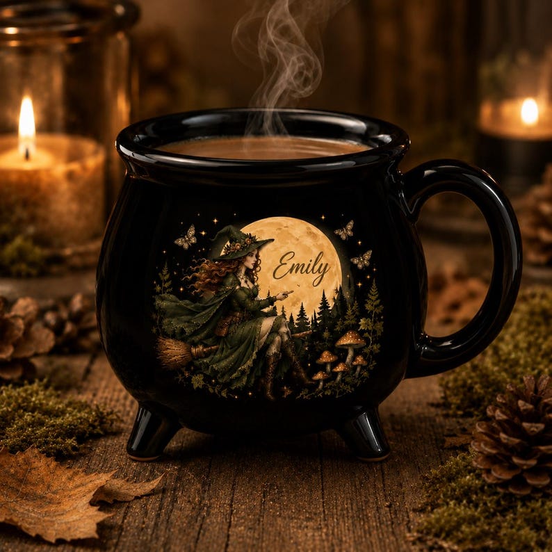 Personalized Witch Cauldron Mug, Custom Witch Coffee Mug, Halloween Witch Gift, Witch Lover Gift, Cauldron Mug