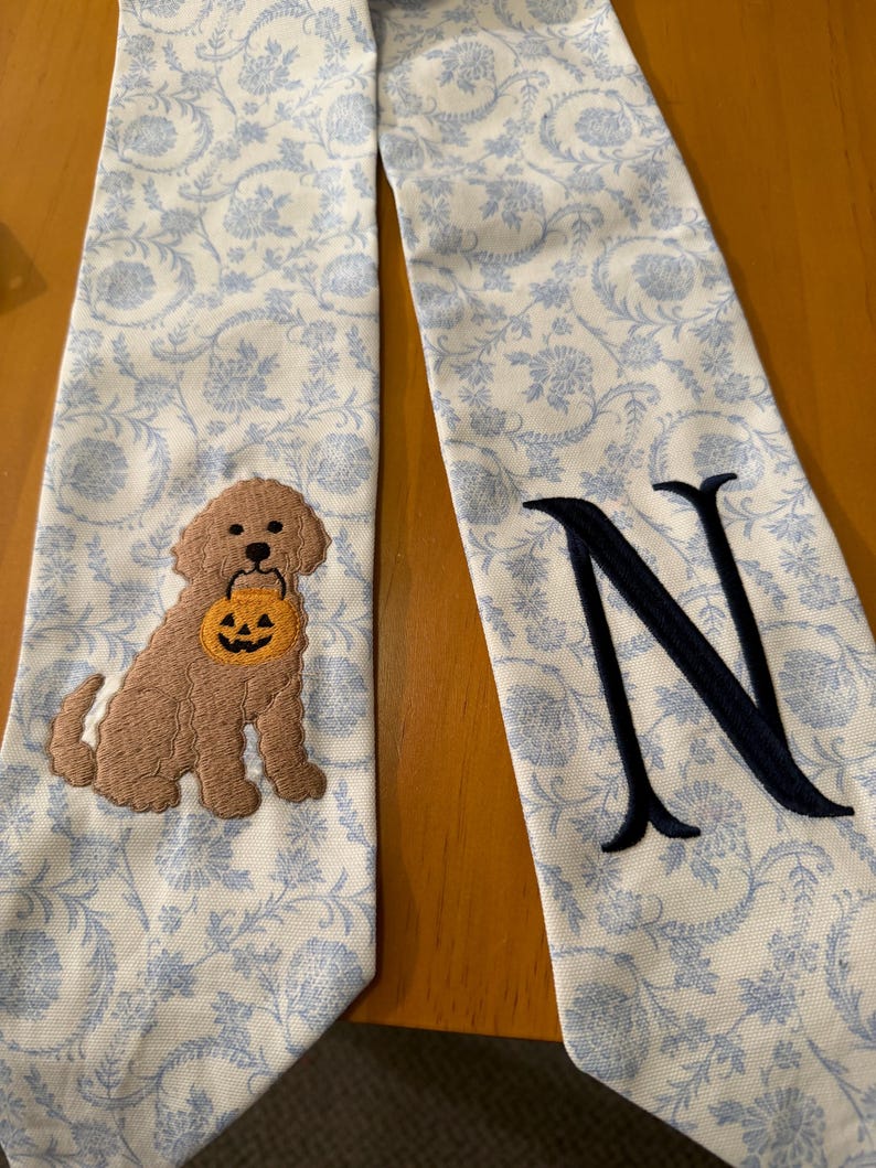 Embroidered Custom Dog Breed Wreath Sash with Last Name Initial