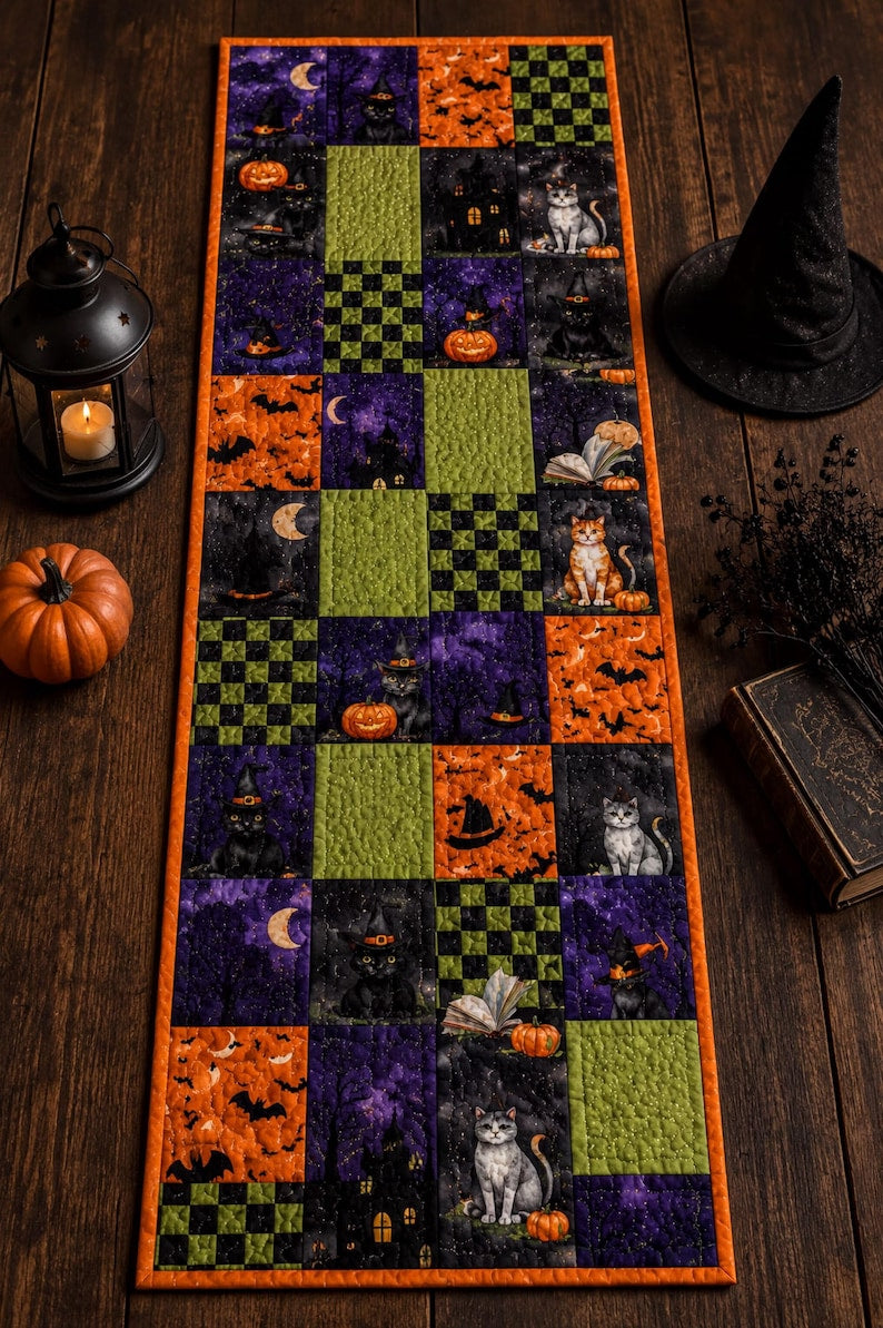 Halloween Table Runner, Clover Quilt Pattern, Spooky Tails