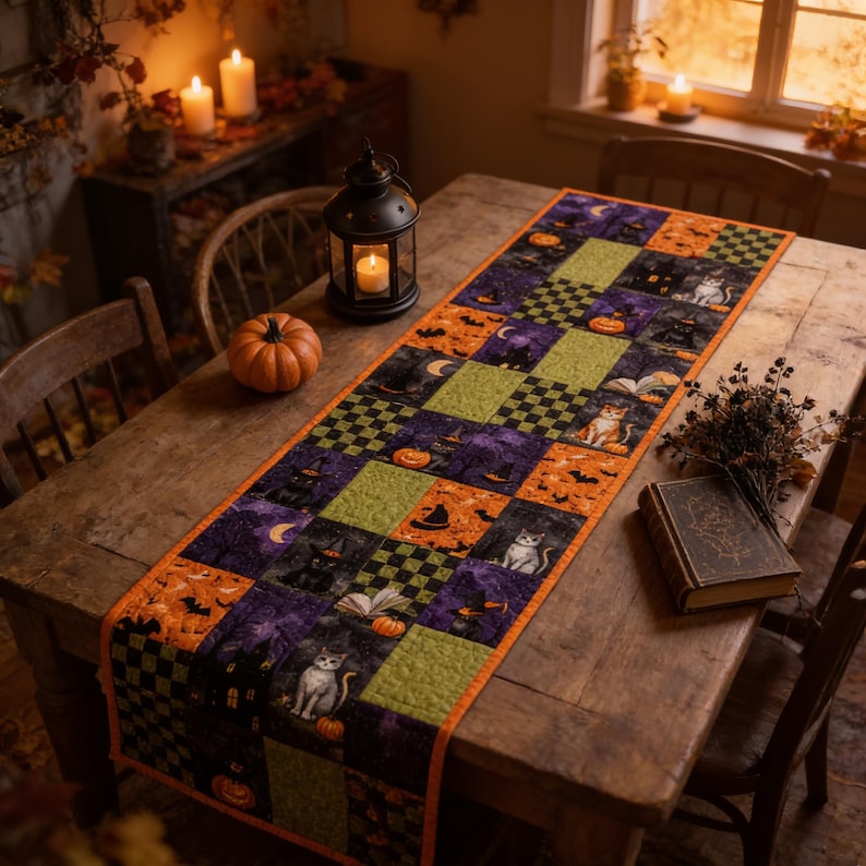 Halloween Table Runner, Clover Quilt Pattern, Spooky Tails