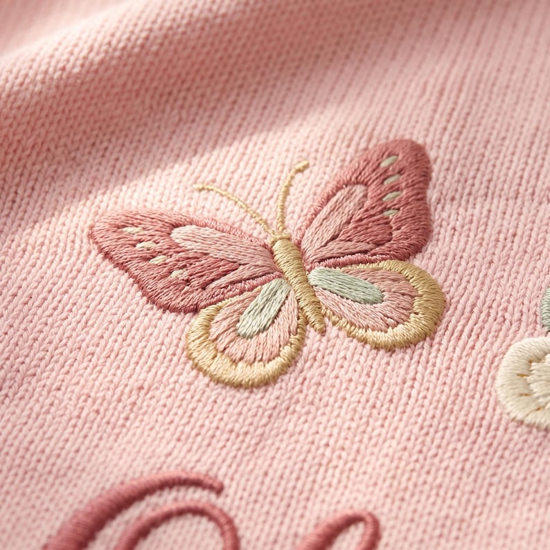 Personalized Flower Baby Name Blanket, Embroidered Butterfly Floral Baby Blanket, Floral Baby Knitted Throw