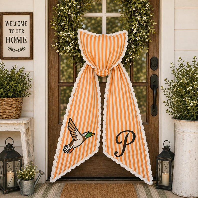 Personalized Embroidered Mallard Duck Wreath Sash, Hunting Wreath Sash, Home Front Door Decor