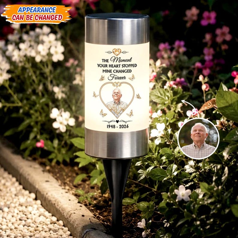 Personalized Memorial Solar Light Custom Photo Forever In My Heart Gift