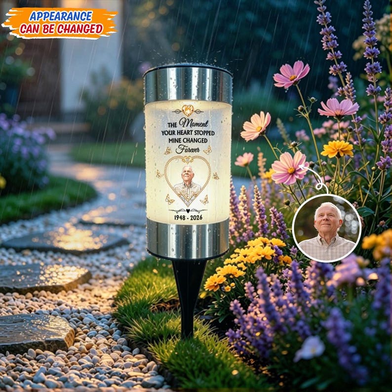 Personalized Memorial Solar Light Custom Photo Forever In My Heart Gift
