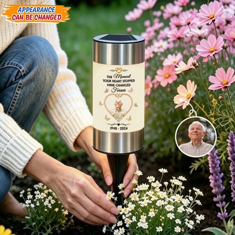 Personalized Memorial Solar Light Custom Photo Forever In My Heart Gift