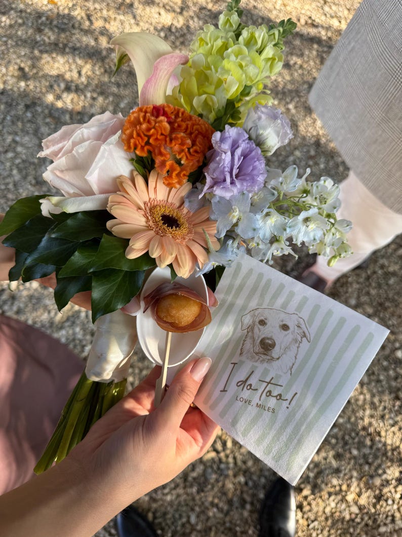 Custom Pet Napkins For Wedding, Personalized Dog And Cat Portrait From Photo, Dog Cocktail Engagement Serviettes