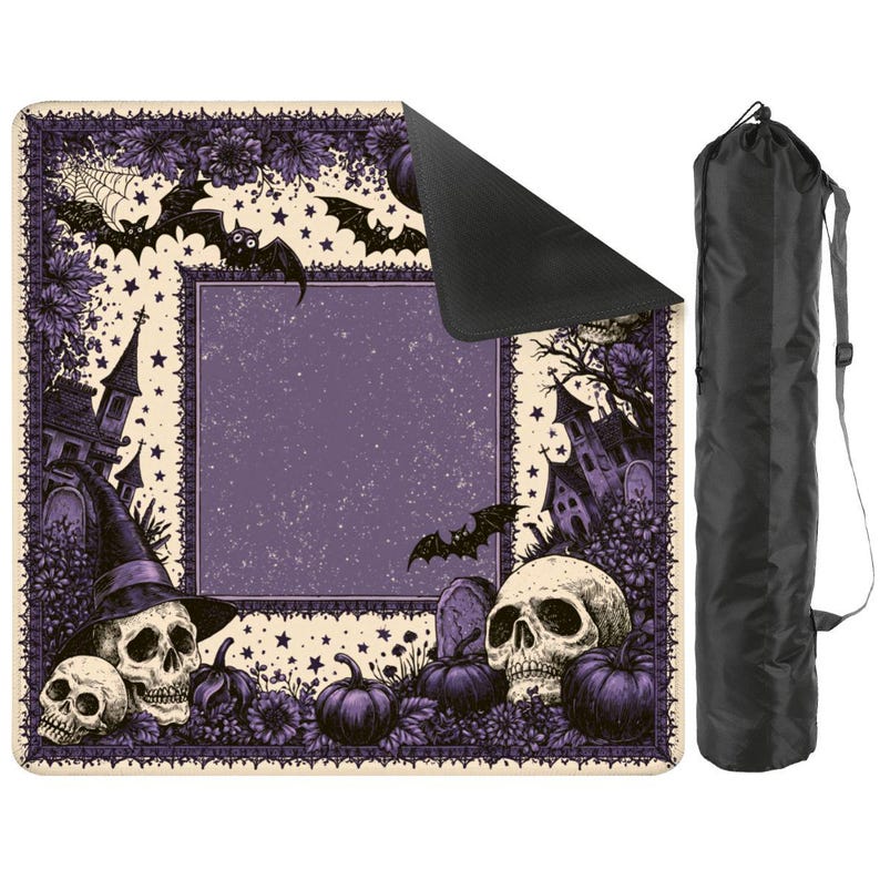 Purple Halloween Mahjong Mat, Spooky American Mahjong Table Mat