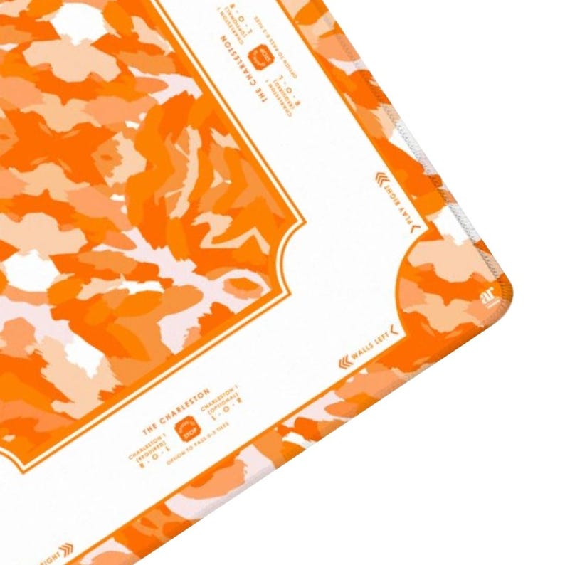 Orange White Mahjong Mat, Preppy Game Day Mahjong Table Mat, Modern Mahjong Table Setup