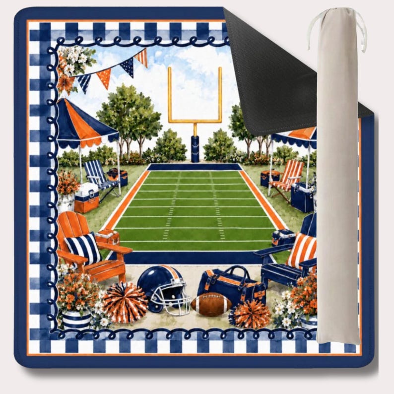 Football Mahjong Mat, Red White Sports Mahjong Mat, Game Table Mat, Football Fan Gift