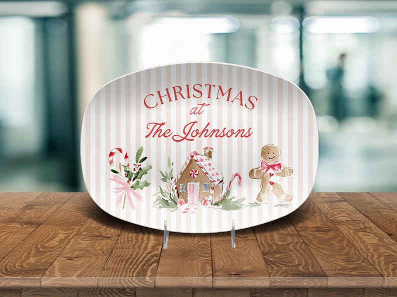 Christmas Cookie Platter with Family Name Custom Holiday Serving Plate Personalized Santa Cookies Plate Grandma Gift from Grandkids