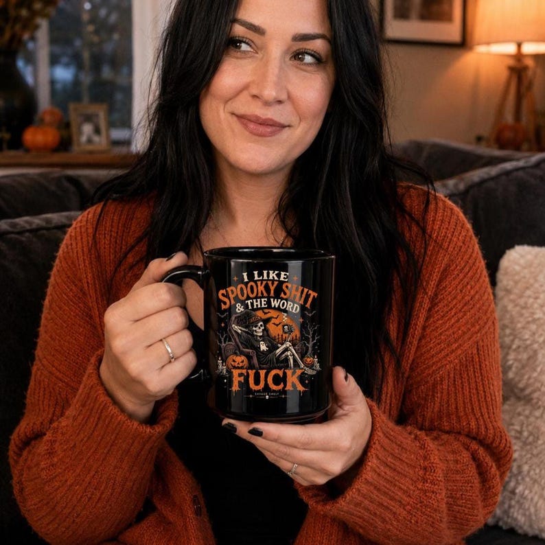 Spooky Shit & The Word Fuck Black Halloween Mug