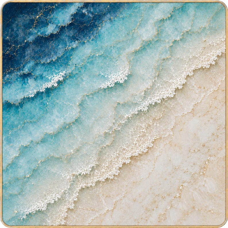 Turquoise Ocean Wave Mahjong Mat, Coastal Beach Game Night Mat, American Mahjong Gift