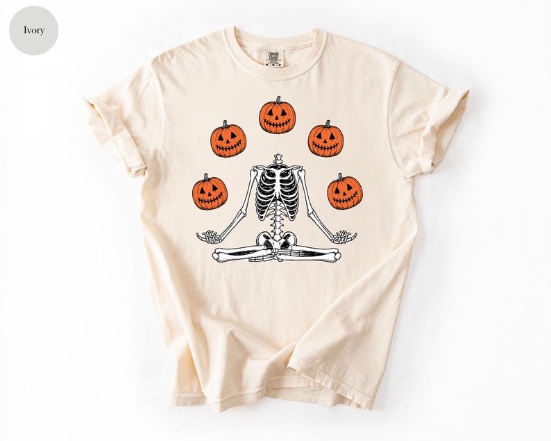 Comfort Colors® Skeleton Halloween Shirt, Pumpkin Shirt, Fall Tshirt Spooky Season TShirt, Fall Shirts for Women