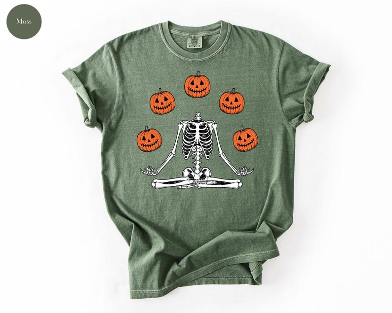 Comfort Colors® Skeleton Halloween Shirt, Pumpkin Shirt, Fall Tshirt Spooky Season TShirt, Fall Shirts for Women