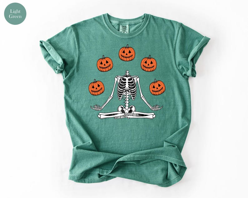 Comfort Colors® Skeleton Halloween Shirt, Pumpkin Shirt, Fall Tshirt Spooky Season TShirt, Fall Shirts for Women