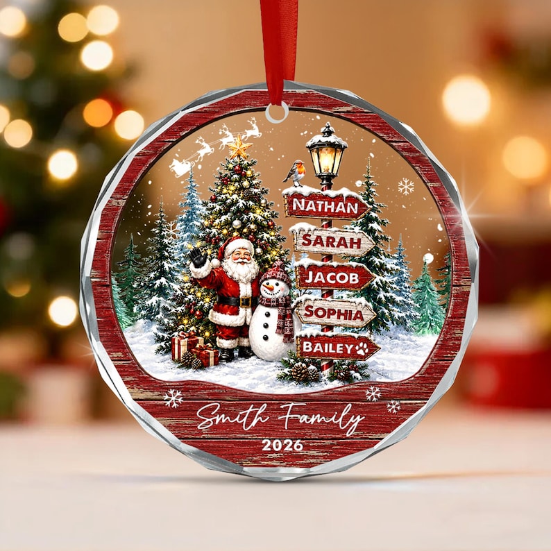 Custom Family Christmas Ornament, Personalized Signpost Keepsake 2026