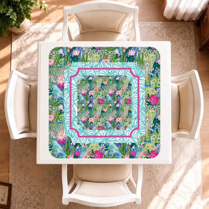 Personalized Botanical Mahjong Mat, Custom Table Playmat, American Mahjong Mat Travel for Game Night
