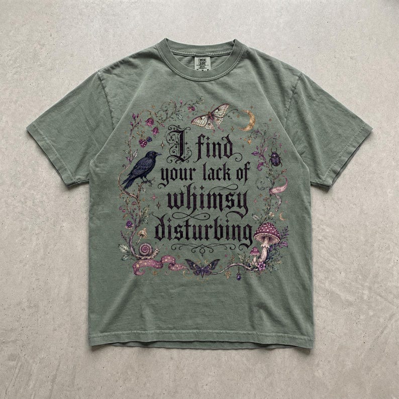 Lack of Whimsy Crow Fall Shirt, Witchy Apparel, Autumn Shirt, Fall T-shirt, Halloween Shirt, Comfort Colors®, Mystical Shirt