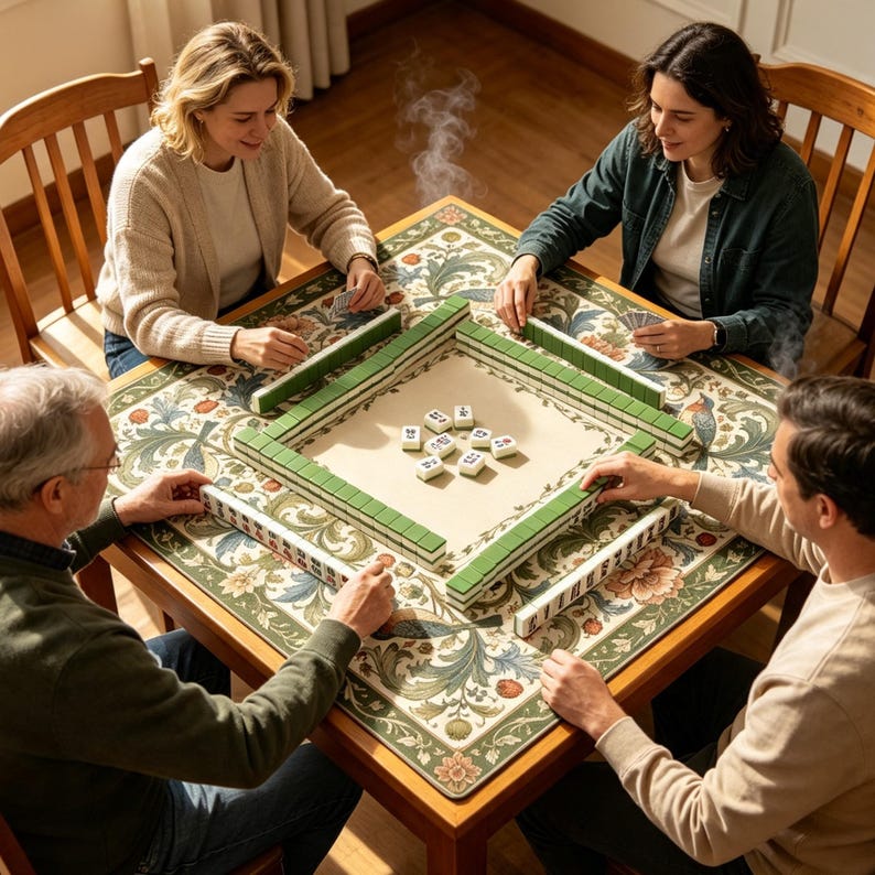 William Morris Mahjong Mat, Vintage Botanical Game Mat, English Garden American Mahjong Table Mat, Heritage Gift