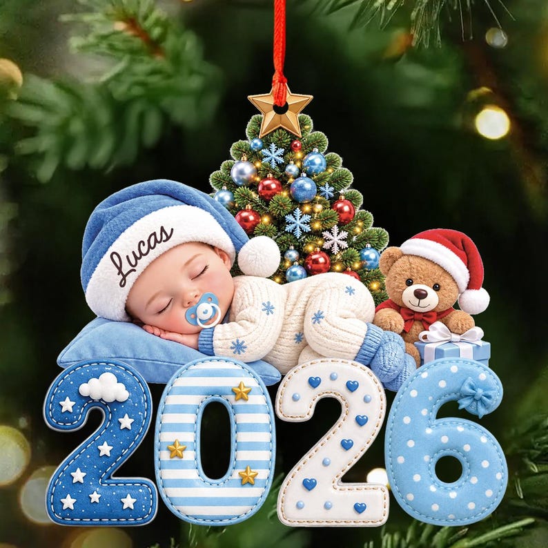 Custom Name Baby Ornament 2026, Personalized First Christmas Newborn Gift, 3D Relief Print Keepsake