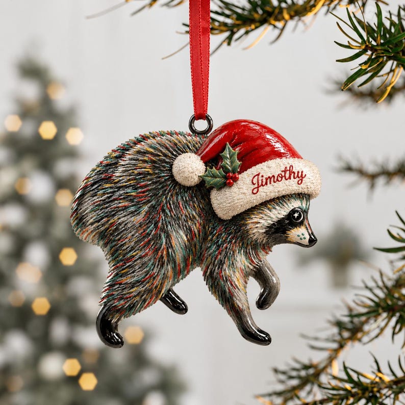 Jimothy 3D Relief Christmas Ornament, Viral Seattle Raccoon Christmas Decor, Funny Raccoon Ornament, Secret Santa Gift