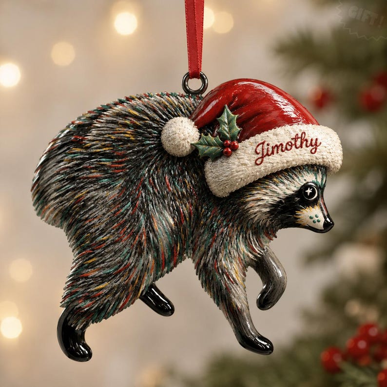 Jimothy 3D Relief Christmas Ornament, Viral Seattle Raccoon Christmas Decor, Funny Raccoon Ornament, Secret Santa Gift
