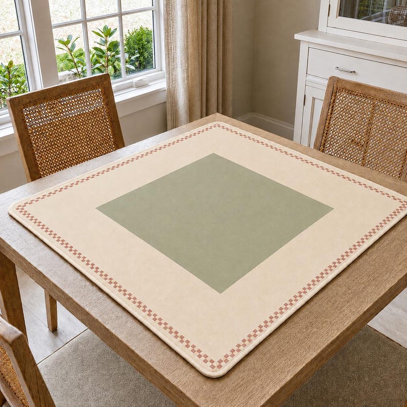 Minimalist American Mahjong Mat, Sage Green Game Night Decor, Polyester Fiber Playing Surface