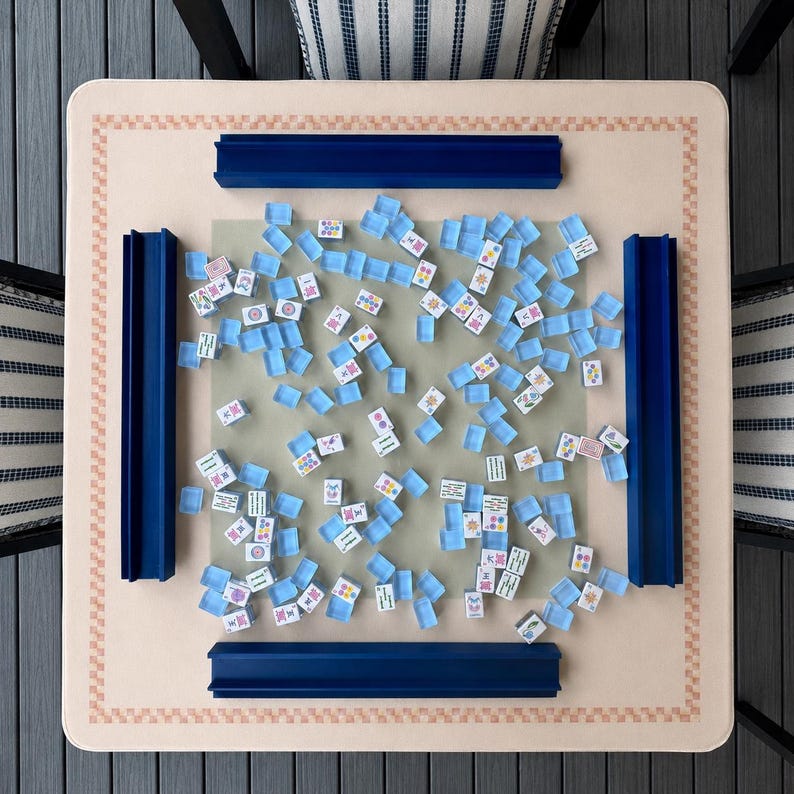 Minimalist American Mahjong Mat, Sage Green Game Night Decor, Polyester Fiber Playing Surface