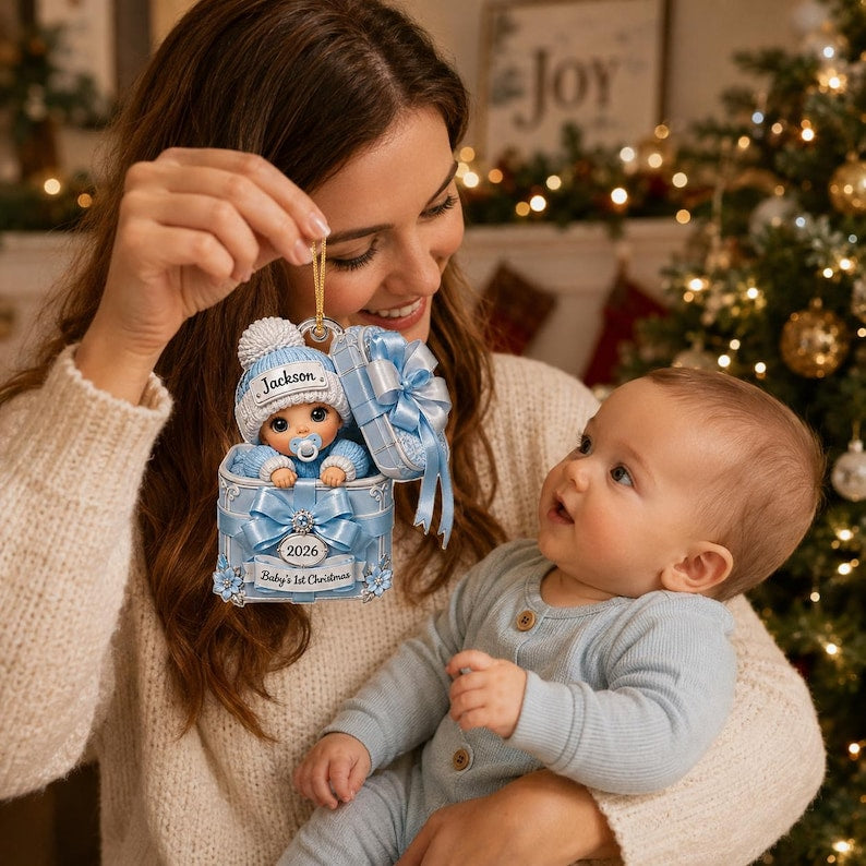 Personalized Baby’s First Christmas Ornament 2026, Custom Baby Name Acrylic Keepsake, Newborn Gift