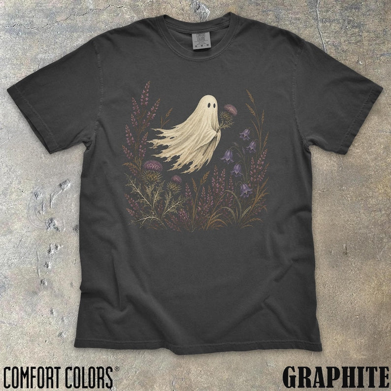 Thistle Ghost Floral Shirt Scottish Flower Botanical Vintage Halloween Tee Celtic Witchy Cottagecore Spirit Scotland Nature