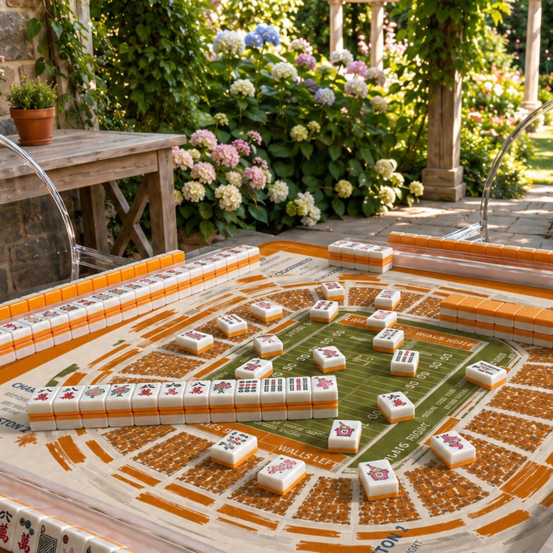 Custom Football Mahjong Mat, Pick Your Team Colors, Family Mahjong Mat