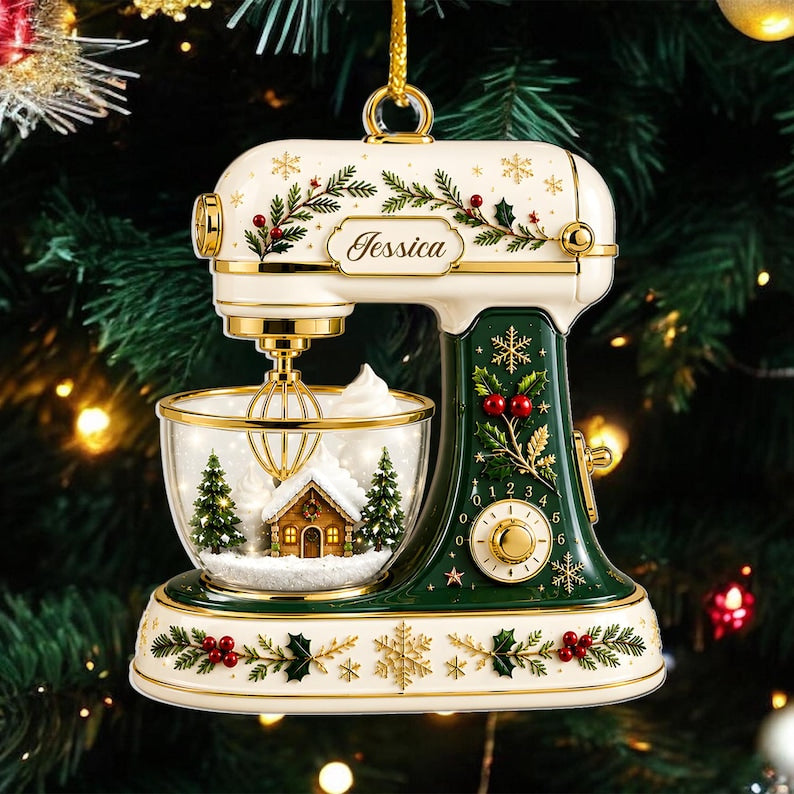 Christmas Baking Mixer, Personalized 2D Effect Mixer Acrylic Ornament, Custom Kitchen Mixer Christmas Keepsake