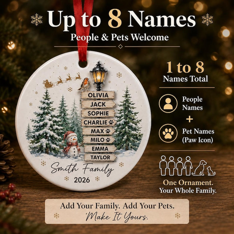 Personalized 3D Relief Ornament Family Christmas Ornament 2026, Custom Family of 4 5 with Pets