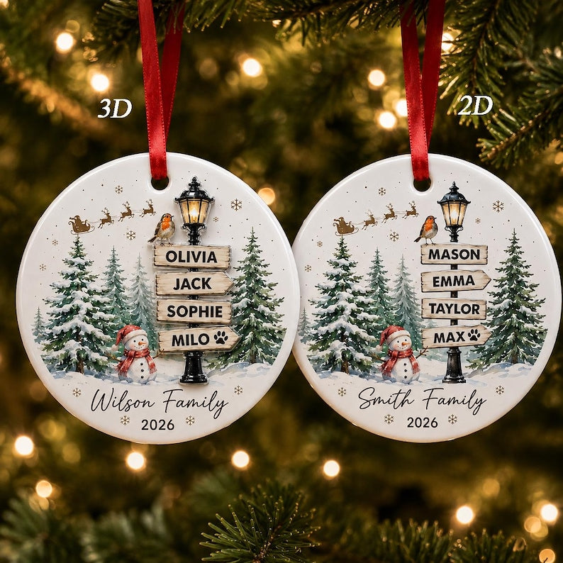 Personalized 3D Relief Ornament Family Christmas Ornament 2026, Custom Family of 4 5 with Pets