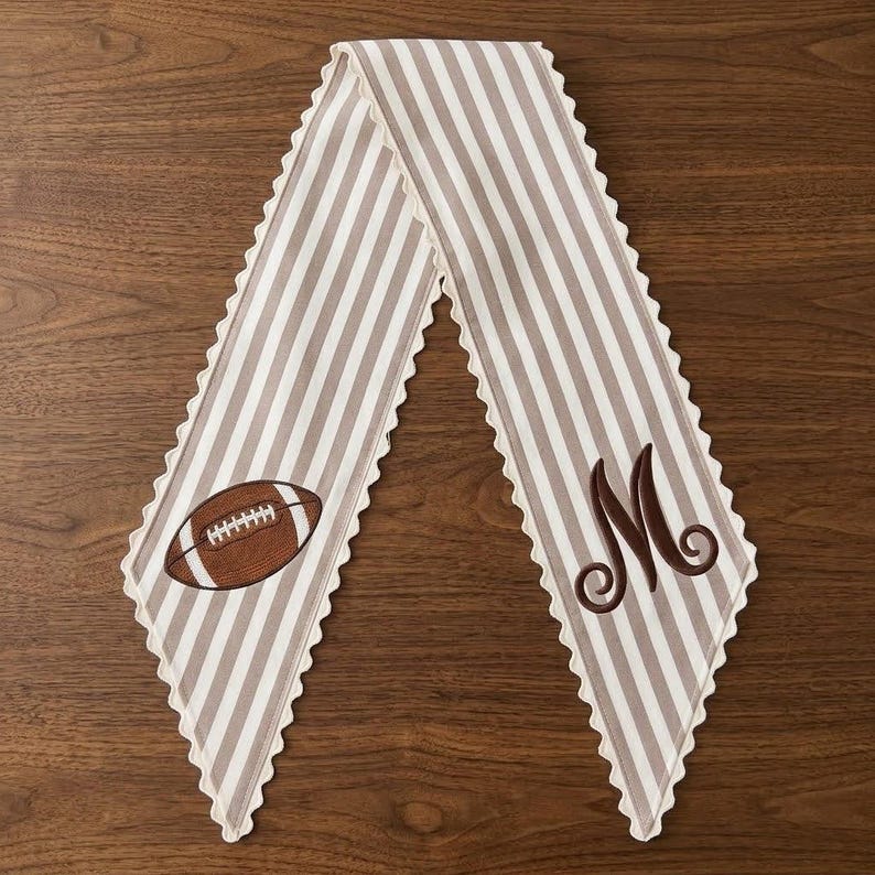 Personalized Football Embroidery Sash, Custom Monogram Fall Wreath Sash, Home Run Season Wreath Bow, Farmhouse Porch Decor
