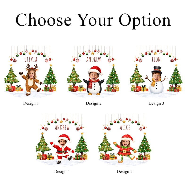 Personalized Mini Glass Christmas Tree in Ceramic Pot, Custom Photo & Name Tabletop Decor